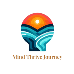 mind thrive journey logo orange and blue with text